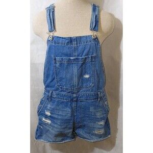 RE Generation by Celebrity Pink Overall Shorts Womens M Blue Denim Distressed